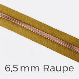 Reißverschluss Meterware Metallisiert Kupfer 6,5mm Curry D87