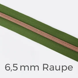 Reißverschluss Meterware Metallisiert Kupfer 6,5mm Oliv D887