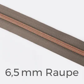 Reißverschluss Meterware Metallisiert Kupfer 6,5mm Taupe D894
