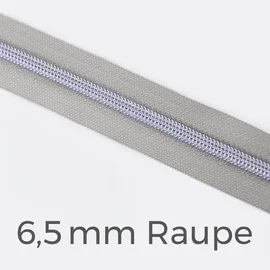 Reißverschluss Meterware Metallisiert Silber 6,5mm Mausgrau B24
