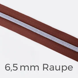 Reißverschluss Meterware Metallisiert Silber 6,5mm Braun B26