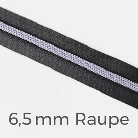 Reißverschluss Meterware Metallisiert Silber 6,5mm Anthrazit B39
