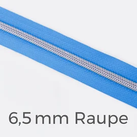 Reißverschluss Meterware Metallisiert Silber 6,5mm Blau B8