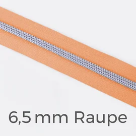 Reißverschluss Meterware Metallisiert Silber 6,5mm Apricot D114