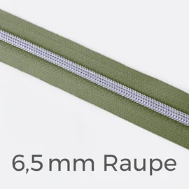 Reißverschluss Meterware Metallisiert Silber 6,5mm Army D170
