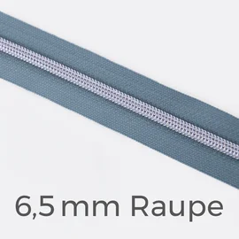 Reißverschluss Meterware Metallisiert Silber 6,5mm Blassblau D205