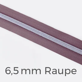 Reißverschluss Meterware Metallisiert Silber 6,5mm Blasslila D206