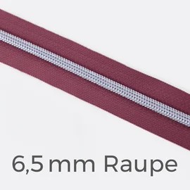 Reißverschluss Meterware Metallisiert Silber 6,5mm Dunkles Altrosa D285