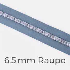 Reißverschluss Meterware Metallisiert Silber 6,5mm Pastellblau D339