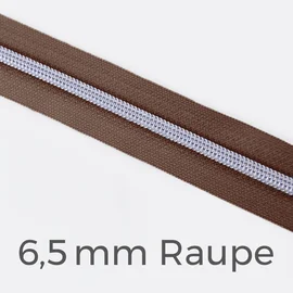 Reißverschluss Meterware Metallisiert Silber 6,5mm Dunkelbraun D568