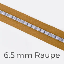 Reißverschluss Meterware Metallisiert Silber 6,5mm Senf D846