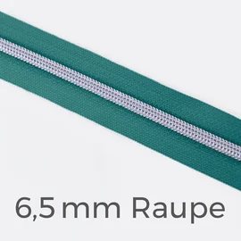 Reißverschluss Meterware Metallisiert Silber 6,5mm Dunkles Türkis D877