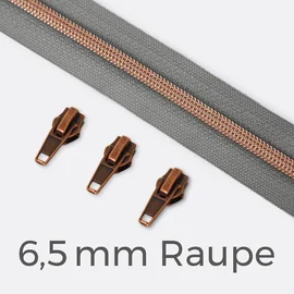 Reißverschluss Kupfer 6,5mm Mausgrau B24