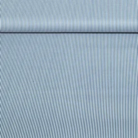  Baumwoll Popeline Ministreifen Blau