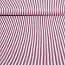  Baumwoll Popeline Ministreifen Rot