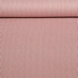  Baumwoll Popeline Ministreifen Ziegelrot