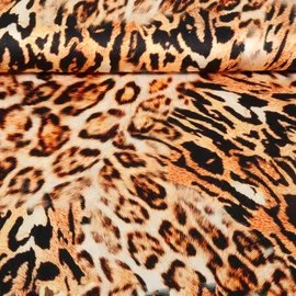  Viskose Satin Digitaldruck Leo Beige