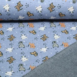 Alpenfleece Katzen Jeansblau