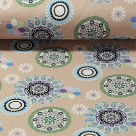 Alpenfleece Mandala Blumen Beige
