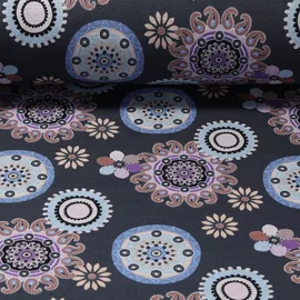 Alpenfleece Mandala Blumen Blau