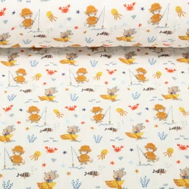 Babystepp Doubleface Kleiner Anglerbär Weiß