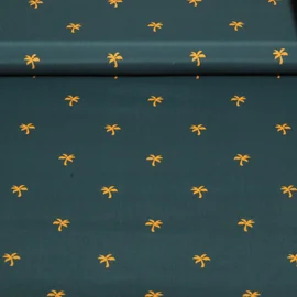 Badeshorts-Stoff Palmen Petrolgrün 