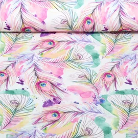 Bambus Viskosejersey  Digitaldruck Pfauenfedern Zartrosa