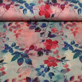 Bambusjersey Herbstblätter Blau