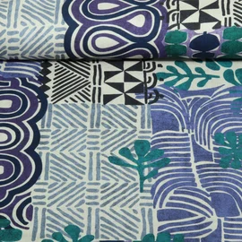 Baumwoll Canvas Abstrakte Muster Blau