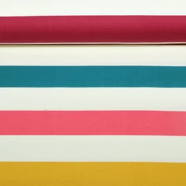 Baumwoll-Canvas Blockstreifen Multicolor Petrol