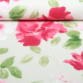 Baumwoll-Canvas Blumen Aquarell Beige