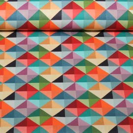 Baumwoll-Canvas Digitaldruck Dreiecke Multicolor