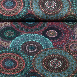 Baumwoll-Canvas Digitaldruck Mandalas Multicolor
