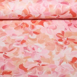 Baumwoll-Canvas Digitaldruck Slub Blüten Pfirsich