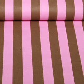 Baumwoll-Canvas Digitaldruck Streifen Rosa Braun