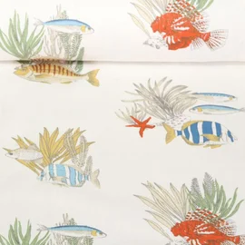 Baumwoll Canvas - Fische Weiß
