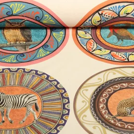 Baumwoll-Canvas Hugo & Hilda Mandalas Tiere Ecru