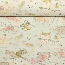 Baumwoll-Canvas Hugo & Hilda Sternzeichen Hellblau