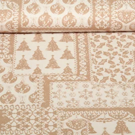 Baumwoll-Canvas Leinenlook Patchwork Weihnachten Sand