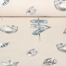 Baumwoll Canvas Maritim Hafen Grau