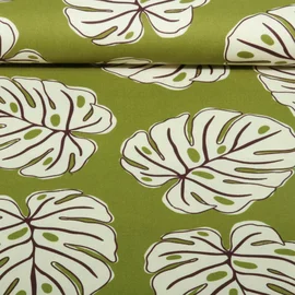 Baumwoll Canvas Monstera Blätter Grün