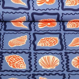 Baumwoll Canvas Muscheln Jeansblau