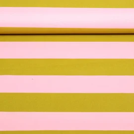 Baumwoll Canvas Streifen Rosa Grün