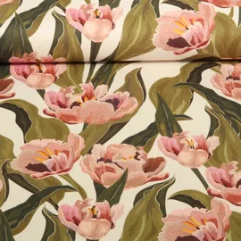 Baumwoll Canvas Tulpen Ecru
