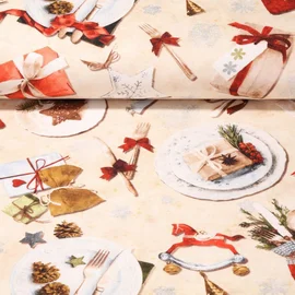 Baumwoll-Canvas Weihnachtstafel Vanille