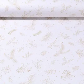 Baumwoll-Canvas Weihnachtszweige Weiß