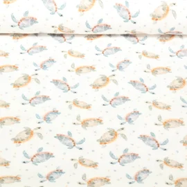 Baumwoll Flanell Digitaldruck Schildkröten Ecru