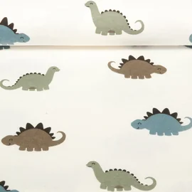 Baumwoll Flanell Dinos Ecru