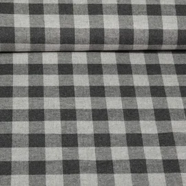 Baumwoll Flanell Großes Karo Grau Anthrazit