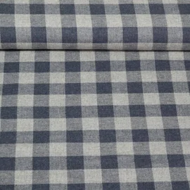 Baumwoll Flanell Großes Karo Grau Blau